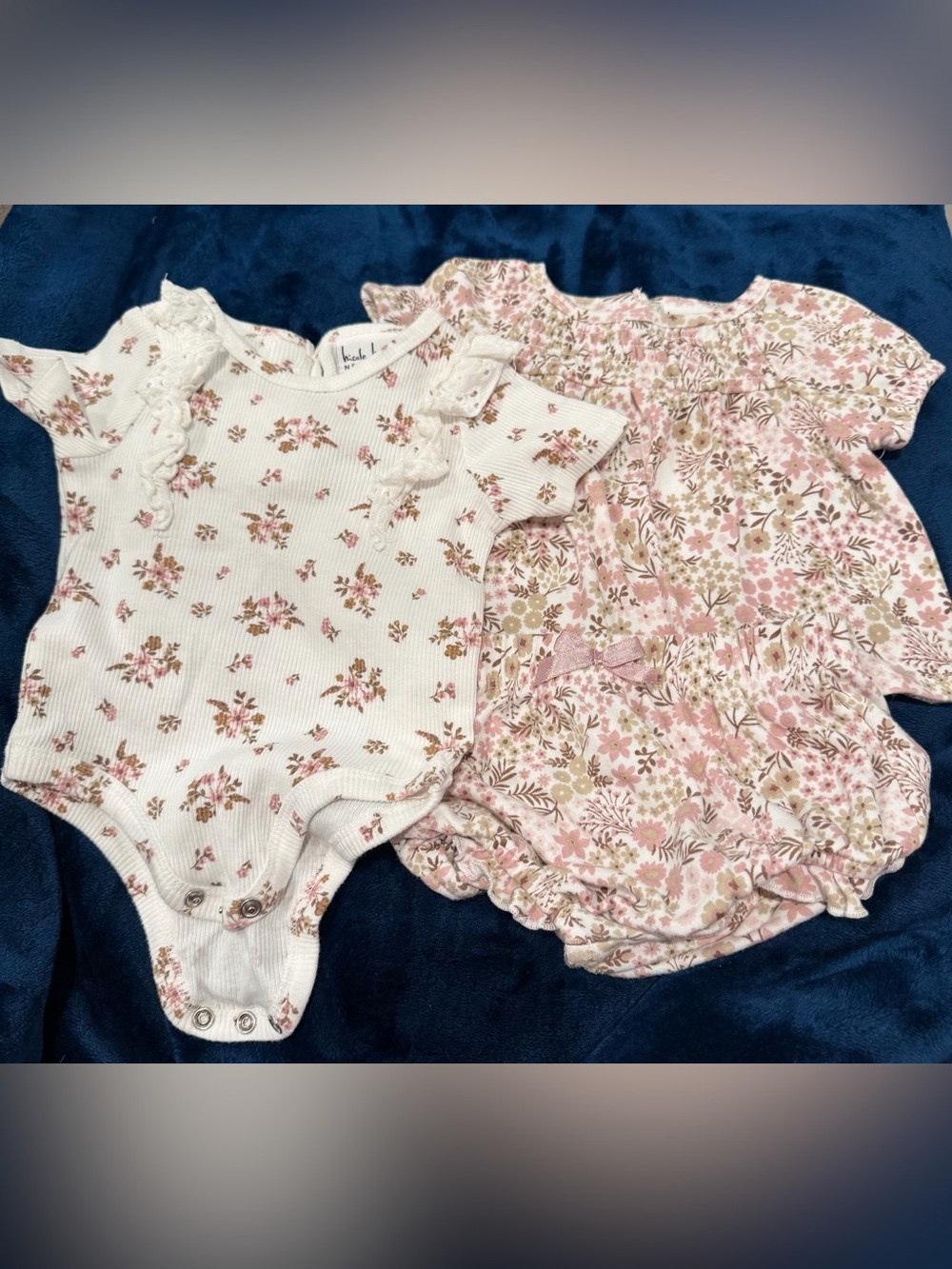 Nicole Miller Pink and Cream Floral Matching Baby Underwear Set